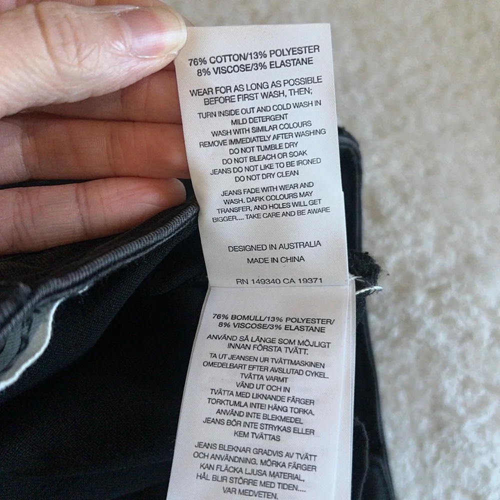 Rolla’s Westcoast Ankle‎ Mid Rise Skinny Jeans Dusty Black Size 25 NWT